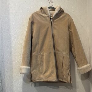Hooded leather Jacket fur